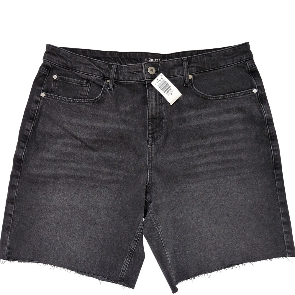 Torrid Nightfall Washed Black Denim Jorts Raw Hem Plus Size 18 NEW